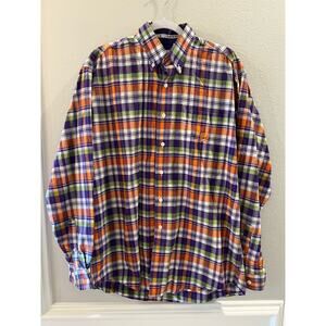 Cinch Up Men's Purple Orange Green Plaid Western Long Sleeve Button Up Size M